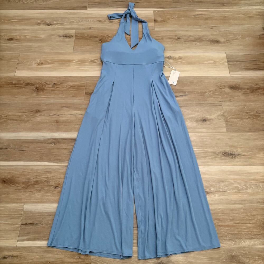 Popflex PETITE Halter Go with the Flow Jumpsuit Cool Creek L Petite